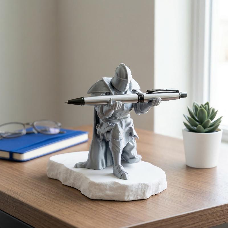 Desk Setup Home - Knight Pen Holder Resin Medieval Armor