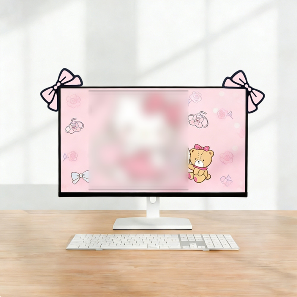 Cute Pink Bow Monitor Decor Ka - đánh giá và giá Desk Setup With Laptop And Monitor