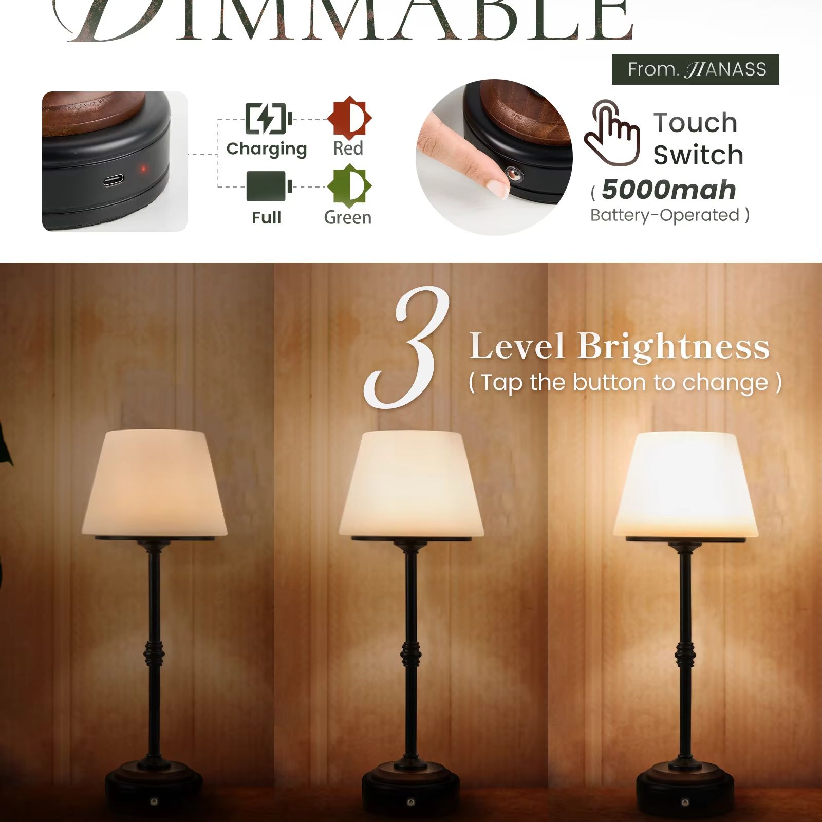 Cordless Table Lamps Set of  5 - đánh giá và giá Desk Setup Lamp