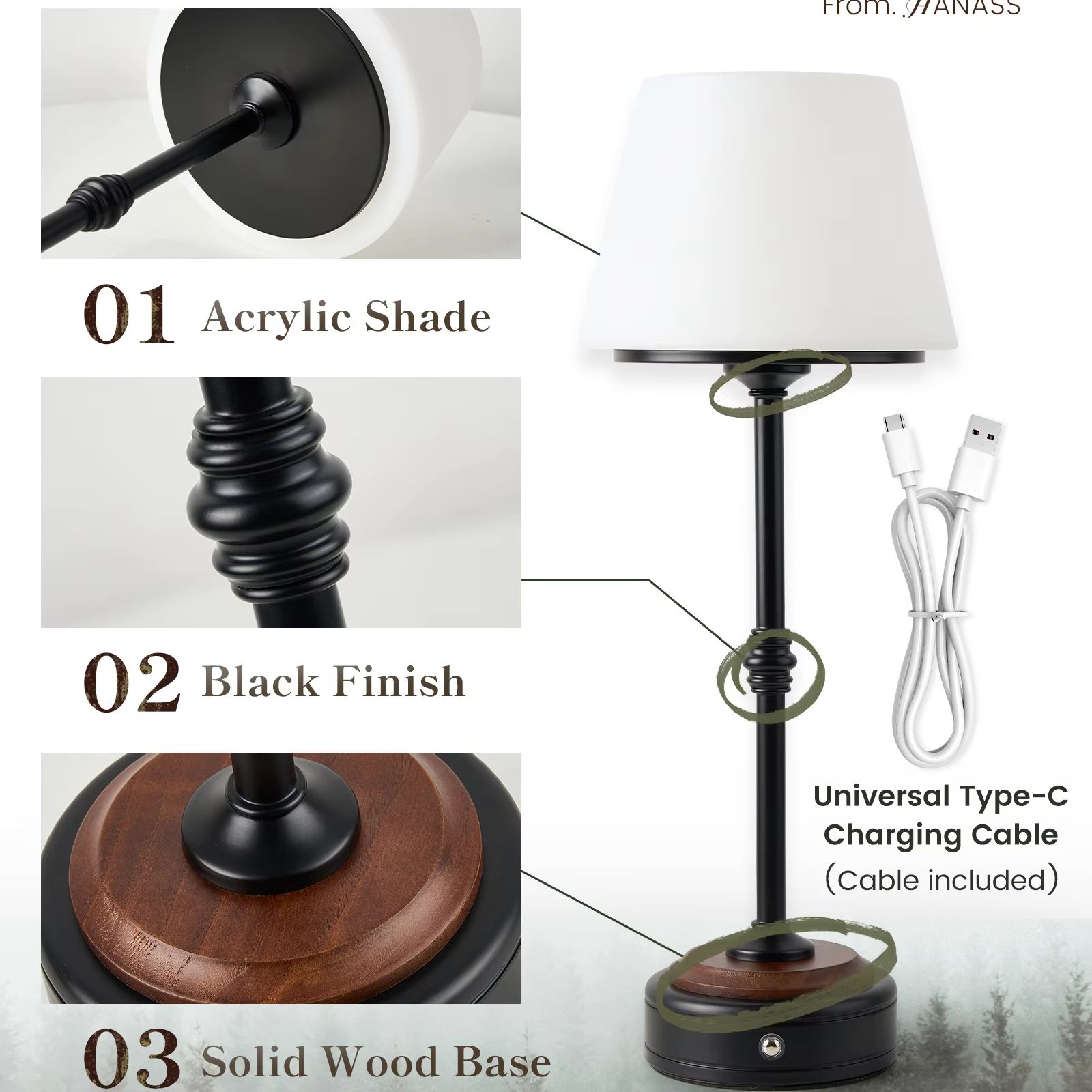 Cordless Table Lamps Set of  5 - đánh giá và giá Desk Setup Lamp