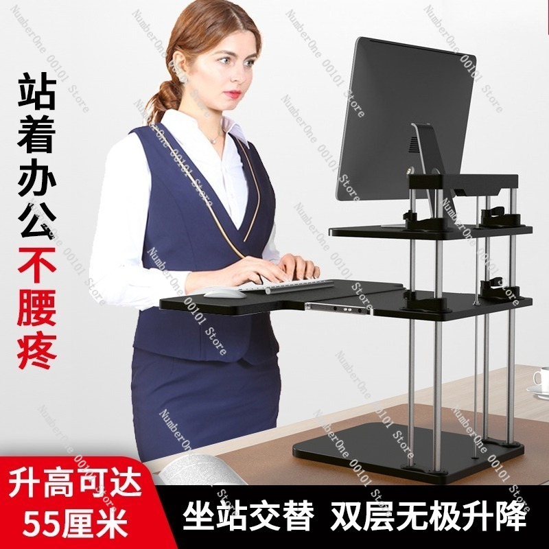 Height-Adjustable Standing Des - đánh giá và giá Desk Setup With Laptop And Monitor