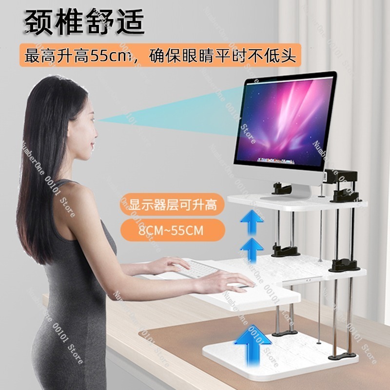 Height-Adjustable Standing Des - đánh giá và giá Desk Setup With Laptop And Monitor