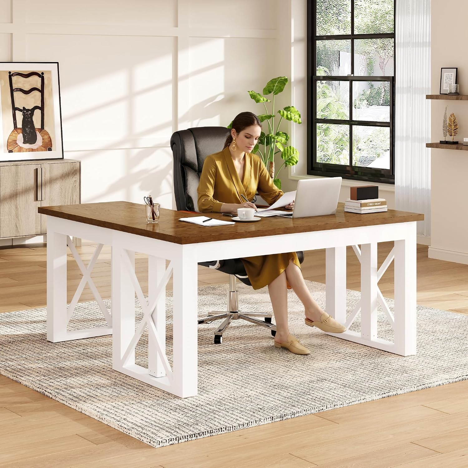L Shaped Standing Desk with Dr - đánh giá và giá Setup Desk Monitor