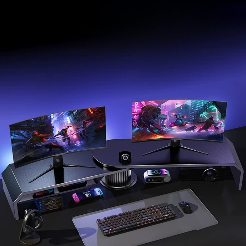 Gaming Dual Monitor Stand Offi - đánh giá và giá Desk Setup With Laptop And Monitor
