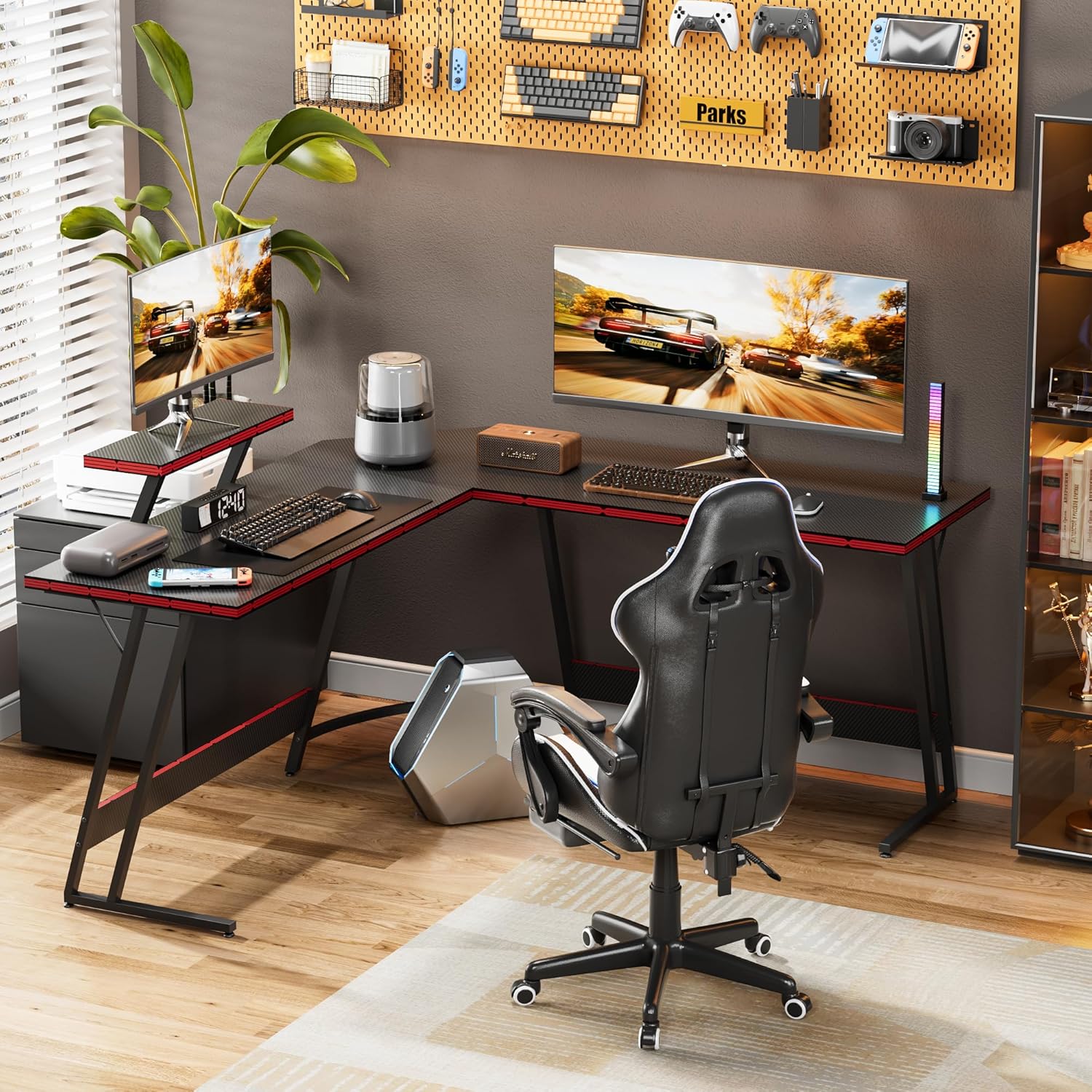 L-Shaped Adjustable Gaming Des - đánh giá và giá Setup Desk Monitor