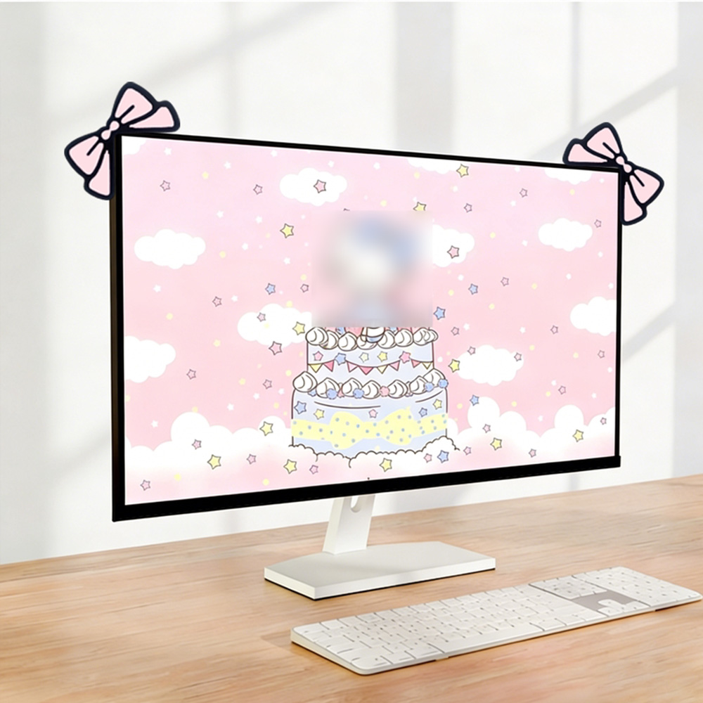 Cute Pink Bow Monitor Decor Ka - đánh giá và giá Desk Setup With Laptop And Monitor